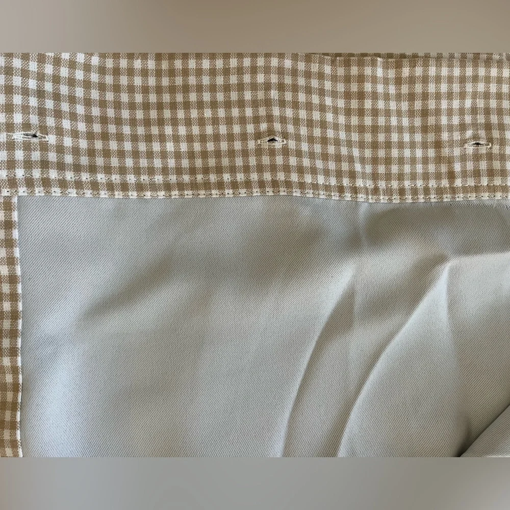 Pottery Barn Kids Cream and Tan Gingham Blackout Curtains - set of 2 - Picture 3 of 5